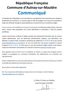 Lire la suite à propos de l’article République Française : Commune d’Aulnay-sur-Mauldre : Communiqué